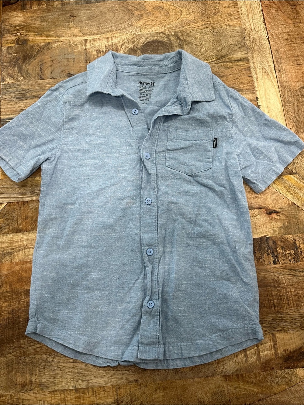 Hurley Light Blue Heather Short Sleeve Button-Down Shirt